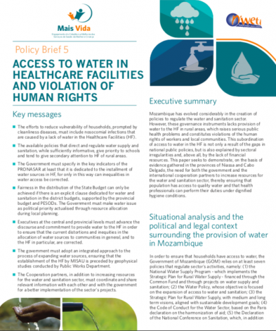 ACCESS TO WATER IN HEALTH CARE FACILITIES AND VIOLATION OF HUMAN RIGHTS