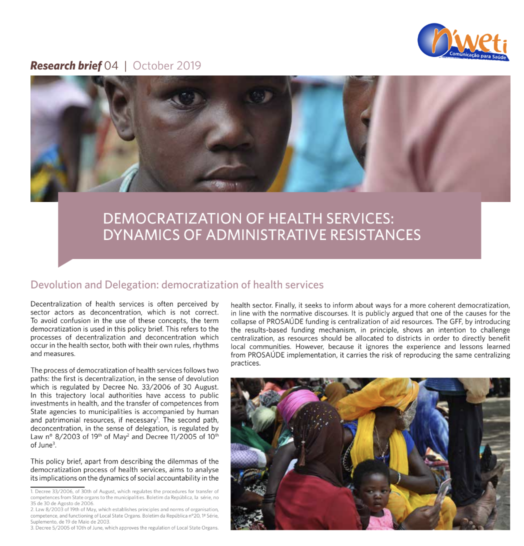 DEMOCRATIZATION OF HEALTH SERVICES: DYNAMICS OF ADMINISTRATIVE RESISTANCES